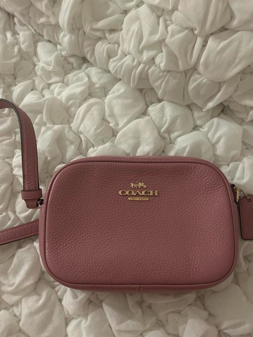 Coach Pebble Leather Crossbody Bag in Mauve Pink